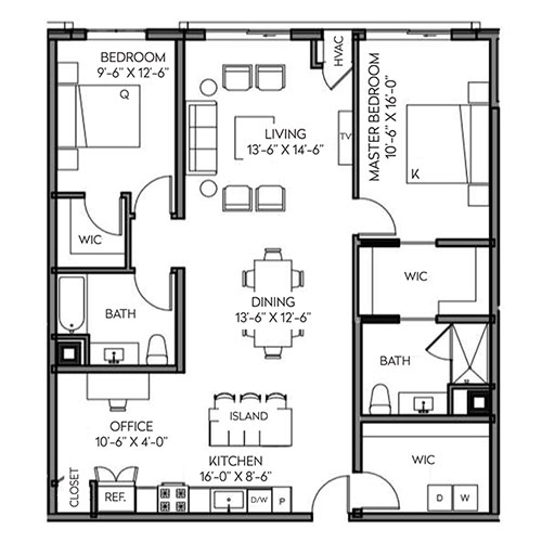Albion Oak Park Two Bedroom Floor Plan